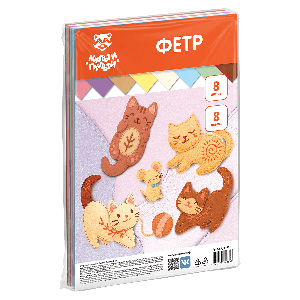 Фетр Мульти-Пульти, А4, 8л., 8цв., 2мм, мягкий