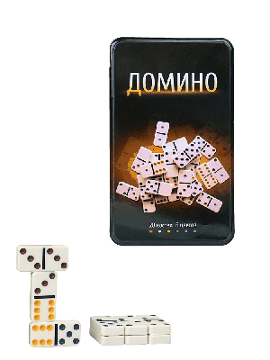 Домино пластиковое (19х11.5х3.5 см) в металл. коробке (Арт. AN02564)