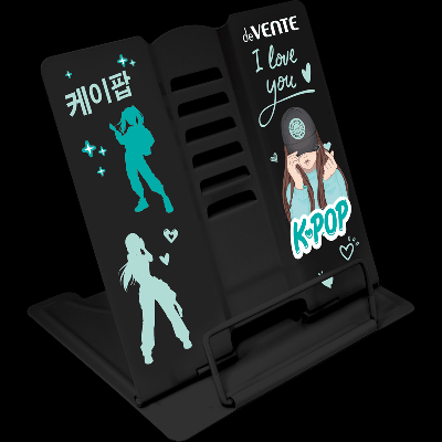 Подставка для учебников и книг 'deVENTE. K-Pop Heartbeat' 15,4x15,2 см, металлическая окрашенная, вес 235 г, с противоскользящими ножками, с полноцветным рисунком, в пластиковом па