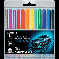 Фломастеры 'deVENTE. Super Turbo' 12 цветов с вентилируемым колпачком, в пластиковом блистере