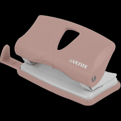 Дырокол 'deVENTE. sigNATURE' (10 листов) пластиковый с линейкой, в картонной коробке, цвет пудрово-розовый