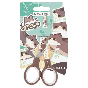 Ножницы 130 мм, коричневые, с цветной печатью 'Милые котики', BRAUBERG CUTE CATS, 238957