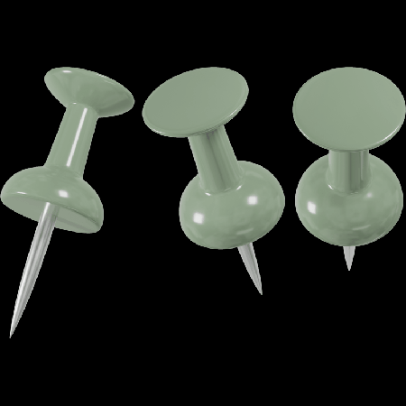 Кнопки канцелярские силовые 'deVENTE. sigNATURE' диаметр 9,6 мм, с иглой серебристого цвета, в форме гвоздика, 40 шт в пластиковой коробке, цвет оливковый