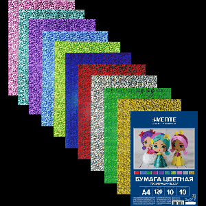 Бумага цветная голографическая A4 'deVENTE. HOBBY CREATIVE' 120 г/м?, 10 цв, 10 л, пластиковый пакет с европодвесом