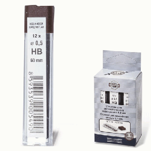 Грифели для механических карандашей 0,5мм, 12шт. HB