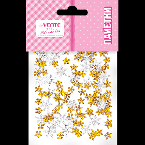 Пайетки декоративные 'deVENTE. DIY Snowflakes' 15 г, формы снежинок, золотые и серебряные, в пластиковом пакете с подвесом