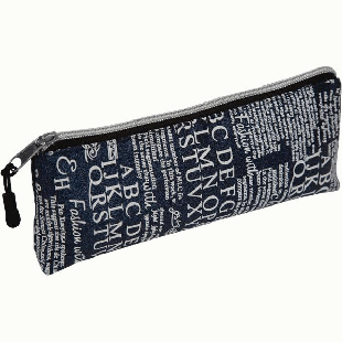 Пенал 'deVENTE. Text' 21x8x3,5 см, треугольный, на молнии, текстильный с искрящейся поверхностью, с подкладом, в пластиковом пакете, темно-синий мал