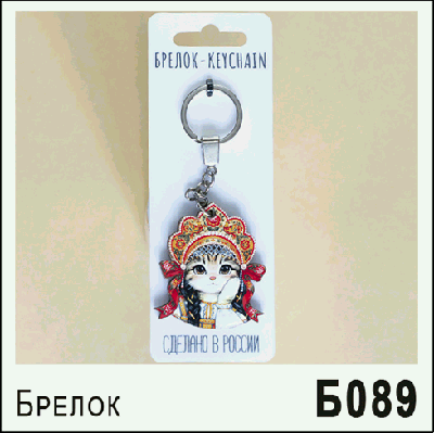 Брелок Ростов Кошечка в кокошнике Хохлома 4*5