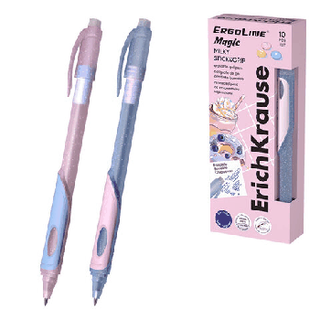 Ручка стираемая гелевая ERICH KRAUSE 'ErgoLine Magic Stick&Grip Milky', СИНЯЯ, линия 0,5 мм, 65674