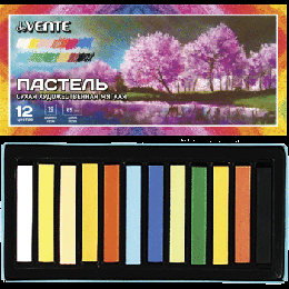 Пастель сухая художественная мягкая 'deVENTE' 12 цветов, квадратное сечение 65x10 мм, в картонной коробке с коррексом