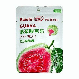 Жевательный мармелад в сахарной обсыпке 38% сока, Baishi, со вкусом взрывной гуавы, 22гр. (20шт./уп.; 12уп./кор.)