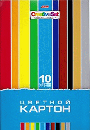 Картон цветной 10л 10 цв. А4ф в папке-Creative Set-