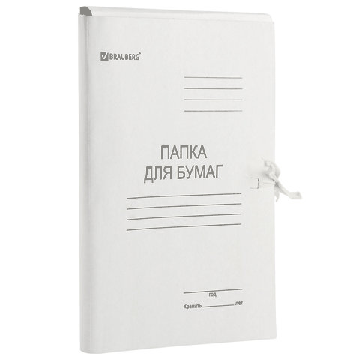 Папка для бумаг BRAUBERG с завязками картонная, гарантированная плотность 300 г/м2, до 200 листов, 124567