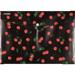 Папка-конверт на кнопке 'deVENTE. Very Cherry' A4 (330x235 мм) 180 мкм, непрозрачная с рисунком, фактура песок, индивидуальная маркировка