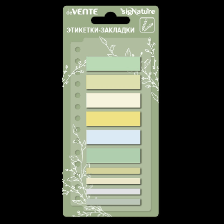 Набор самоклеящихся этикеток-закладок 'deVENTE. sigNATURE' пластиковые полупрозрачные 45x12 мм и 45x5 мм, 10x20 листов, 5 пастельных цветов, в пластиковом блистере/разделителе и пл