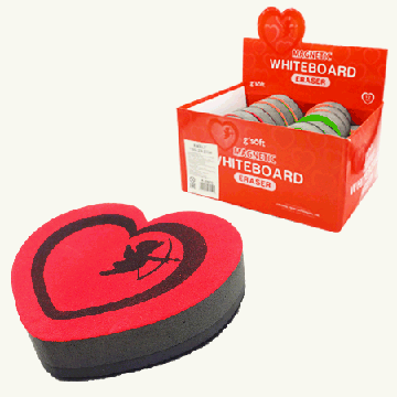 Губка для доски ' KWELT ' Сердце, 9*2*8,5см, магнитная, ассорти, 3цвета