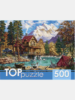 TOPpuzzle. ПАЗЛЫ 500 элементов. ХТП500-6819 Домик у озера в горах