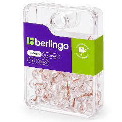 Кнопки силовые Berlingo, 100шт., пластиковый бокс, круглые, прозрачные, розовое золото