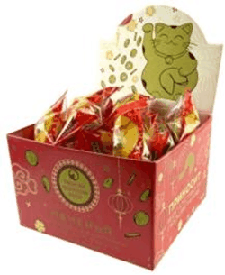 Печенье 1 шт. песочное (печенье с предсказанием удачи) 30 шт, шоубокс 'Кот удачи и богатства' (0,180кг*12шт/кор).