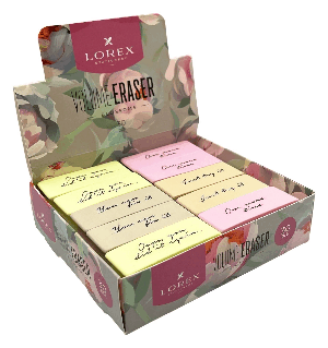 Ластик LOREX VOLUME ERASER BLOSSOMS термопласт. резина 60х20х10 мм скошенный ассорти мягкий индив.штрих-код