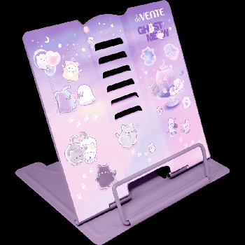 Подставка для учебников и книг 'deVENTE. Ghost Meow' 15,4x15,2 см, металлическая окрашенная, вес 235 г, с противоскользящими ножками, с полноцветным рисунком, в пластиковом пакете