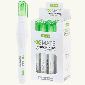 Корректирующая ручка ' Hatber ' X-Mate 12мл, металлический наконечник, картонная упаковка