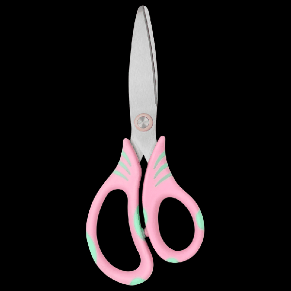 Ножницы детские 'deVENTE. Cosmo' 13,5 см с закругленными лезвиями, эргономичными розово-салатовыми ручками с прорезиненными вставками, в картонном блистере