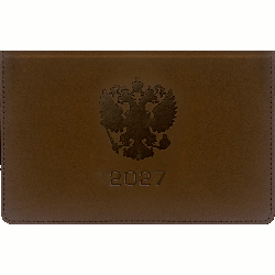 Планинг карманный датированный 2027 коричневый 'deVENTE. Emblem' (155 ммx95 мм) 128 стр, кремовая бумага 70 г/м? в линейку, печать в 2 краски, твердая обложка из искусственной кожи