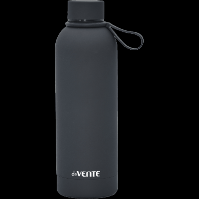 Бутылка-термос 'deVENTE. Stride Midnight Black' 500 мл, 22x7,2 см, 8-12 часов, нержавеющая сталь, с силиконовой ручкой, герметичная крышка, софт-тач покрытие, матовая, черная