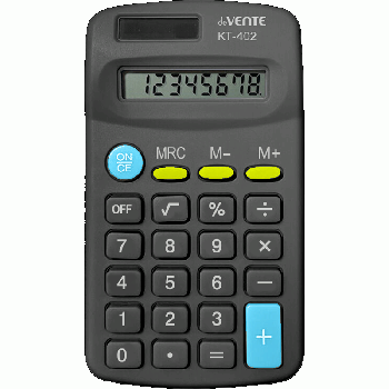 Калькулятор карманный 'deVENTE' KT-402, 113x64x20 мм, 8 разрядный, автоматическое вычисление квадратного корня, процентов, работа с памятью, двойное питание, автоматическое отключе