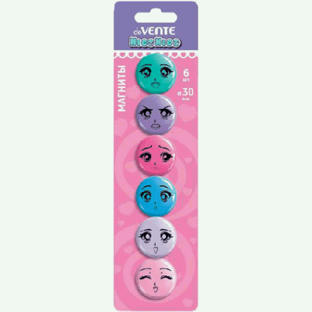 Магнит для доски офисной 'deVENTE. NicoNico:-)' O 30 мм, 6 шт, в картонном блистере