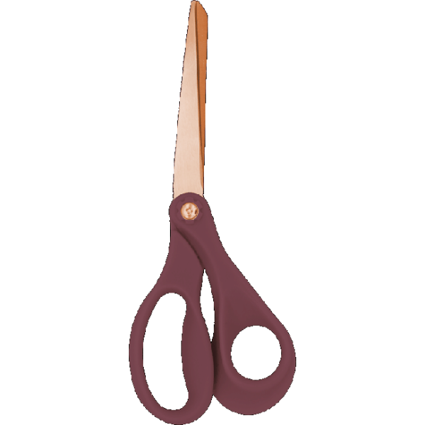 Ножницы канцелярские 'deVENTE. Esthetics' 17,5 см, кольца эргономичной формы из пластика, цвет бургунди, лезвия из нержавеющей стали с титановым покрытием в цвете розовое золото, в