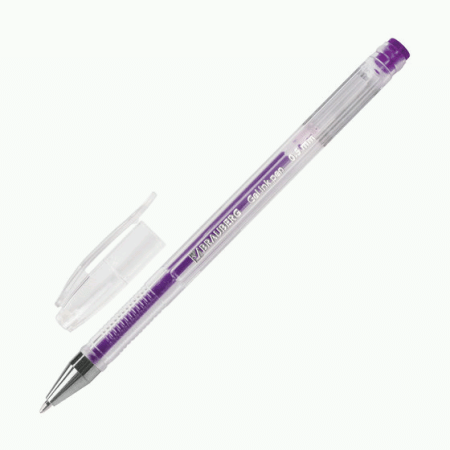 Ручка гелевая BRAUBERG 'Jet', ФИОЛЕТОВАЯ, корпус прозрачный, узел 0,5 мм, линия письма 0,35 мм, 142161