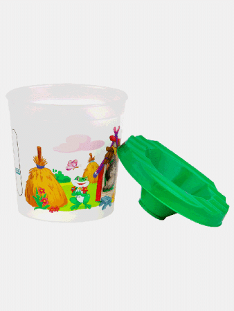 Стакан-непроливайка одинарный СКАЗОЧНЫЙ ДОМИК прозрачный, печать лаком (С-5286) кратно 10