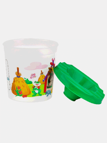 Стакан-непроливайка одинарный СКАЗОЧНЫЙ ДОМИК прозрачный, печать лаком (С-5286) кратно 10