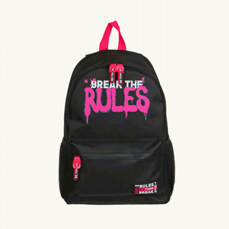 Рюкзак подростковый, 41x29x18см, 'Брейк зе рулс', 1 отделение на молнии, 3 кармана + карман на спинке, плотный полиэстер, закрытые молнии, пластиковые пулеры, нашивка