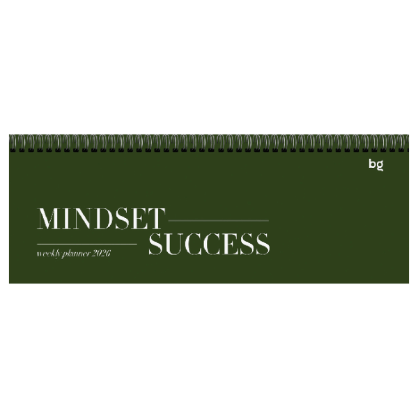 Планинг датированный 2026г., 64л., 285*100мм, картон, BG 'Mindset', хаки, отд.фольгой, на гребне
