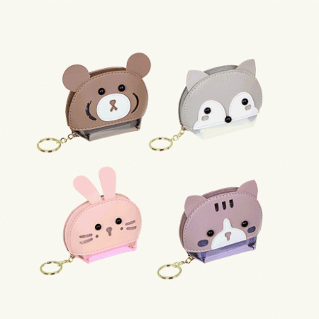 Брелок - кошелек для мелочи, 10x9х4см, 'Зверята', искусственная кожа, металлический карабин, 3 дизайна