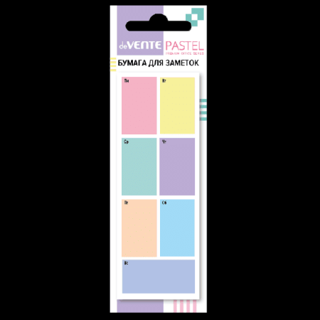 Клейкая бумага для заметок-планер 'deVENTE. Pastel' 40x110 мм, 40 листов, офсет 80 г/м?, в картонном блистере и пластиковом пакете с европодвесом
