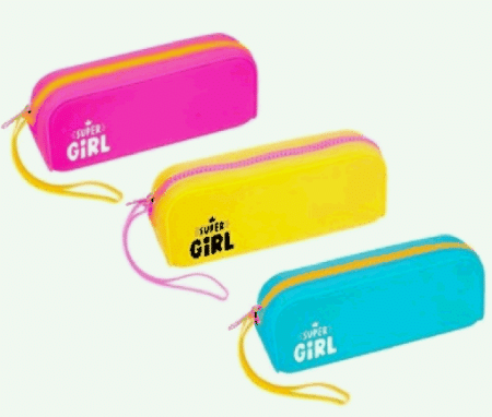 Пенал прямоугольный, 18х6,5х5 см, поверхность из силикона с печатью, большая молния, 3 цвета