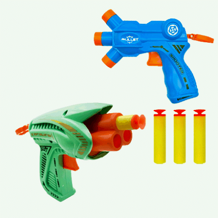Пистолет ' Soft bullet gun ' 14*13*4,5см, патрон-присоска - 3шт, ассорти (без возможности выбора дизайна), пакет 22*17см