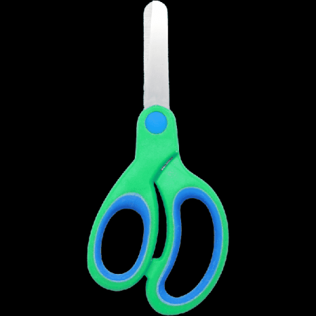 Ножницы детские 'deVENTE. Cosmo. Left Hand' 14,1 см, для левшей, с закругленными лезвиями, прорезиненными зелено-голубыми ручками, в картонном блистере