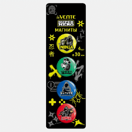 Магнит для доски офисной 'deVENTE. SuperHero' O 30 мм, 4 шт, в картонном блистере