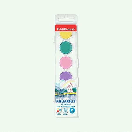 Акварель ' Erich Krause ' 6цв без кисти, пластиковая упаковка, европодвес
