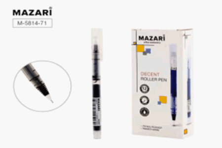 Ручка-роллер DECENT, ЧЁРНАЯ, игольчатый пиш.узел 0.5мм, корпус пластиковый, картонная упаковка